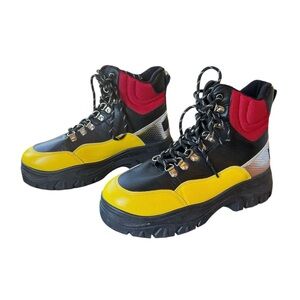 Wanted Women's Black, Yellow,‎ Red, Silver High-Top Combat Boots